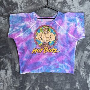 Vintage Hot Bodz Daytona Beach Tie-Dye Short Sleeve Pullover Sweater Size Large